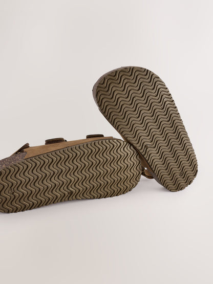 Tan Brown Wide Fit (G) Double Buckle Cushioned Footbed Sandals image 5