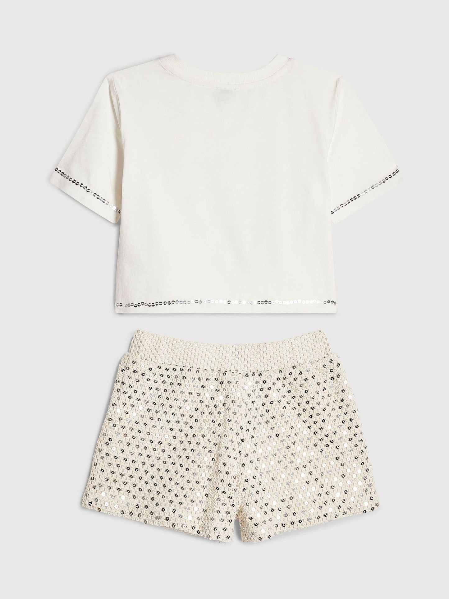 Dsiney Kidz - River Island White Shell T-Shirt & Crochet Shorts Set image 2