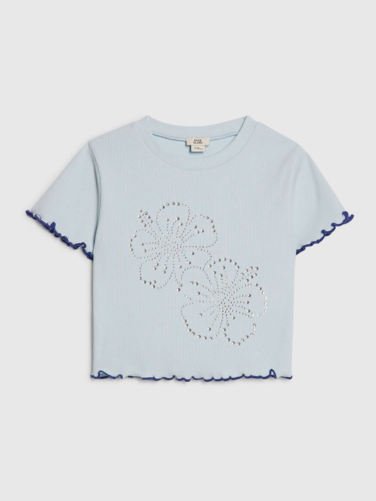 Dsiney Kidz - River Island Blue Hotfix Flower Lettuce T-Shirt image 1