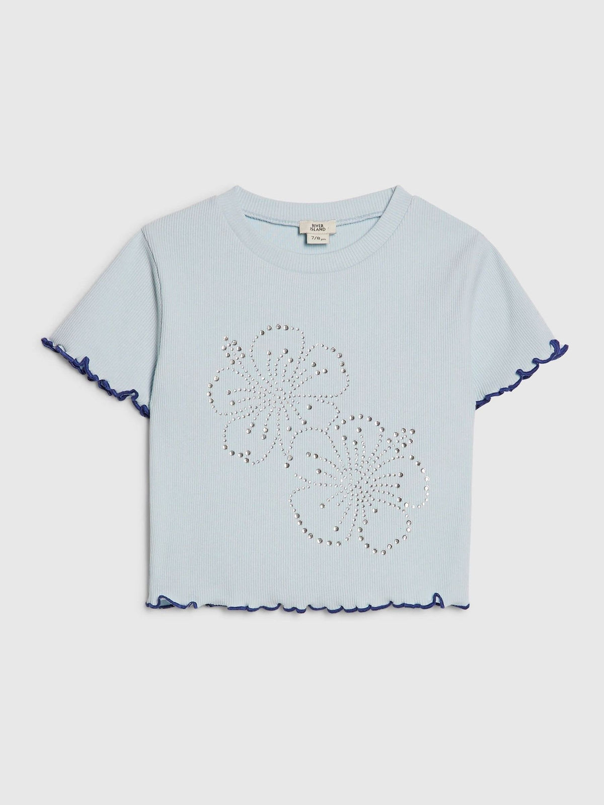 Dsiney Kidz - River Island Blue Hotfix Flower Lettuce T-Shirt image 1