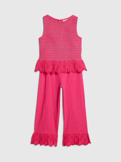 River Island Pink Shirred Frill Top & Trousers Set image 3