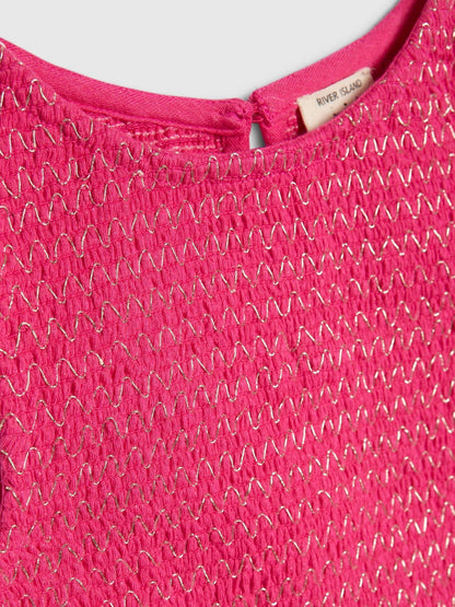 River Island Pink Shirred Frill Top & Trousers Set image 4
