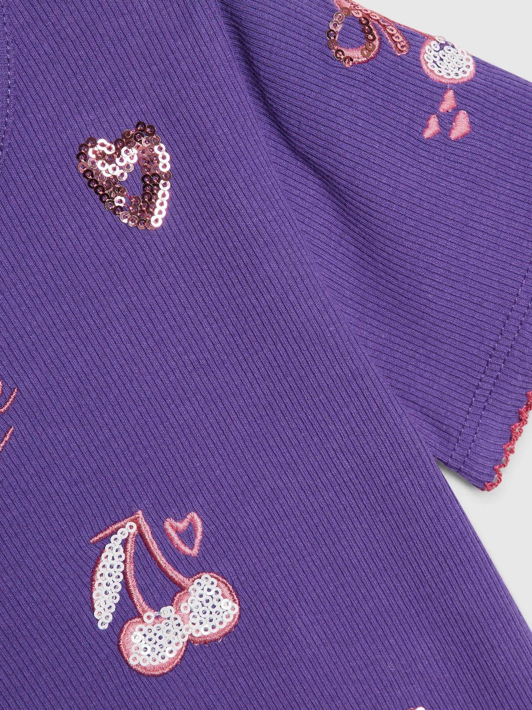 Dsiney Kidz - River Island Purple Sequin Embroidered Baby T-Shirt image 4
