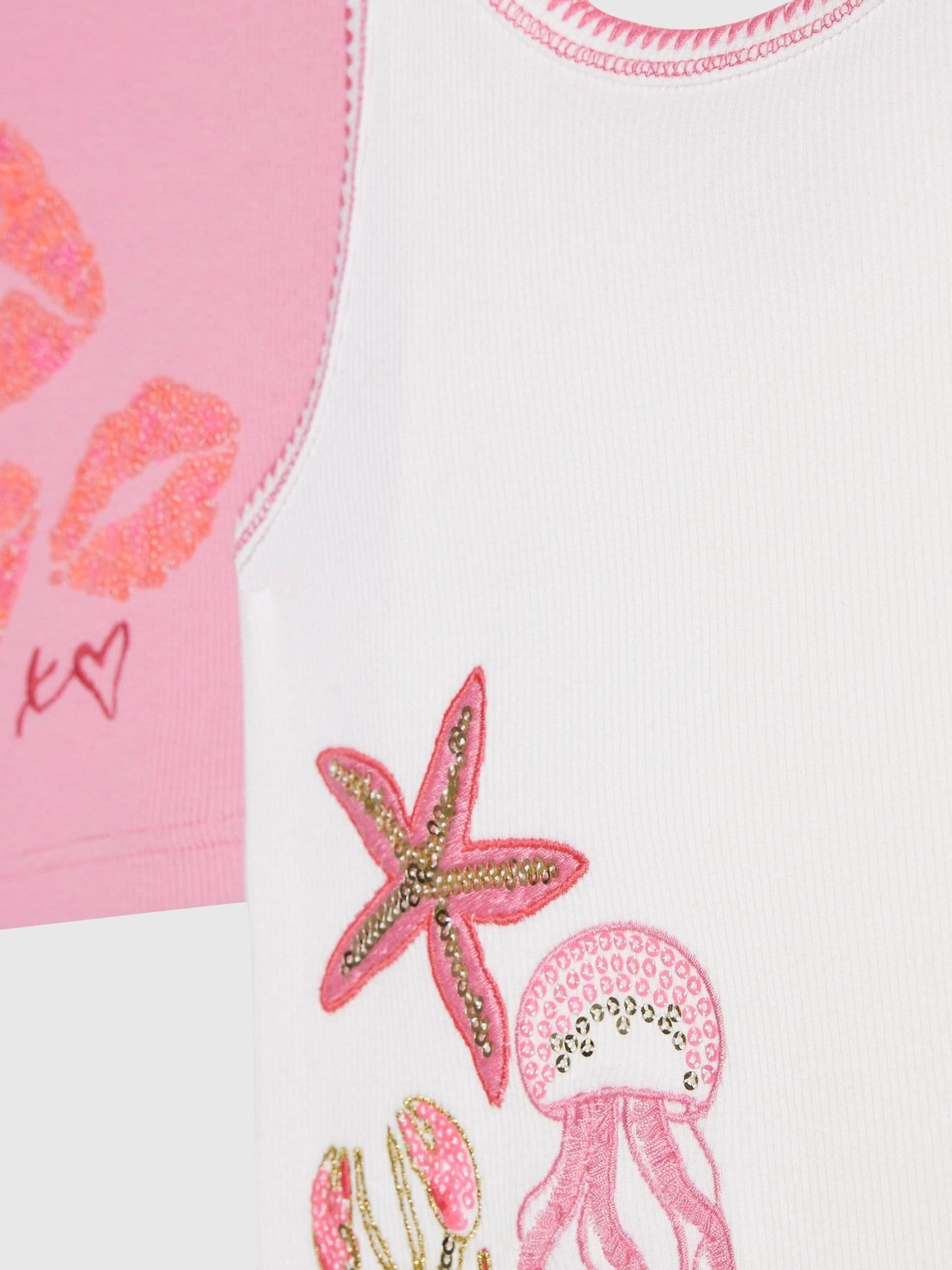 Dsiney Kidz - River Island Pink Sequin Tank Top 2 Pack image 2