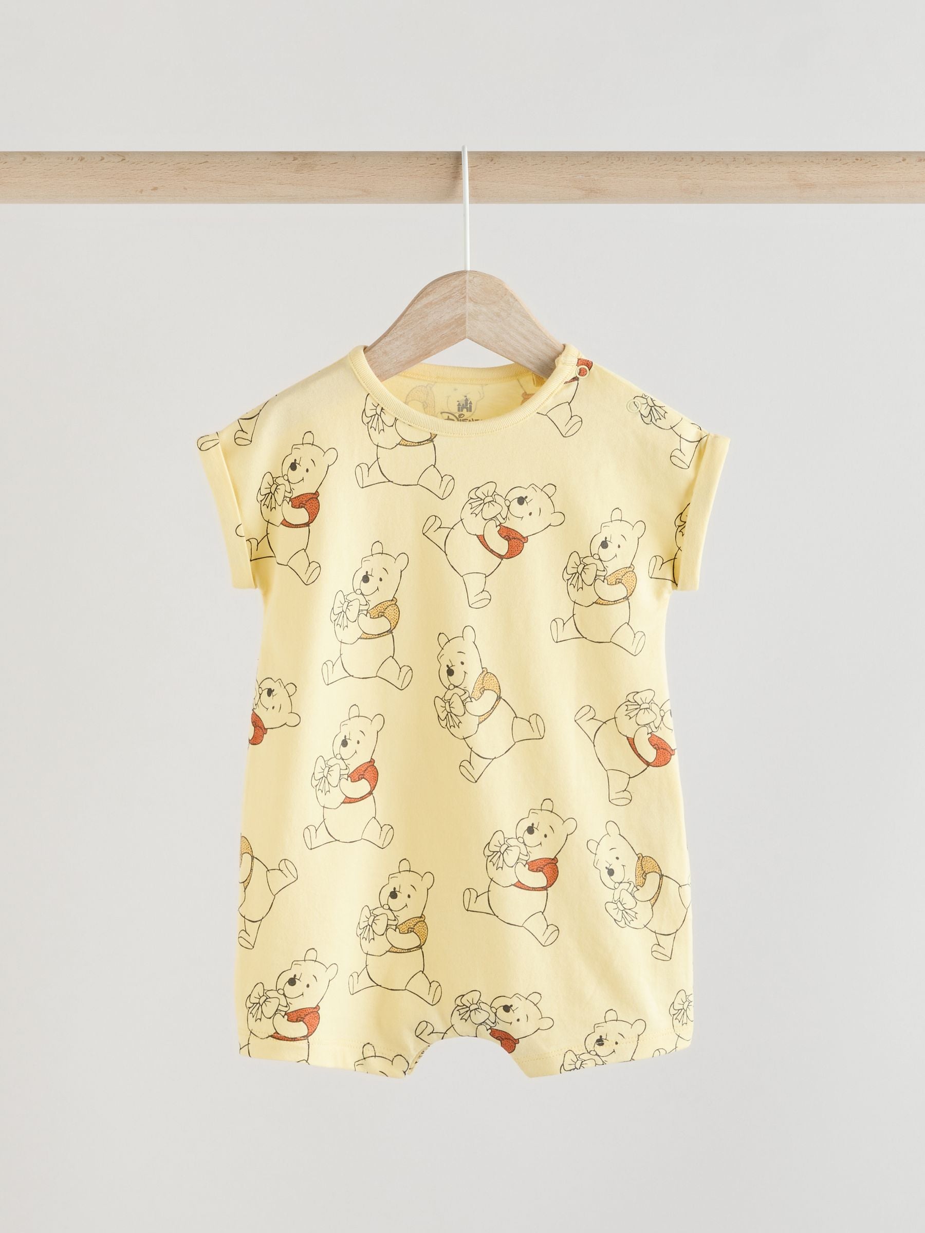 Yellow/White 2 Pack Printed Winnie The Pooh Baby Rompers image 3