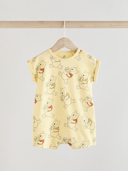 Yellow/White 2 Pack Printed Winnie The Pooh Baby Rompers image 3