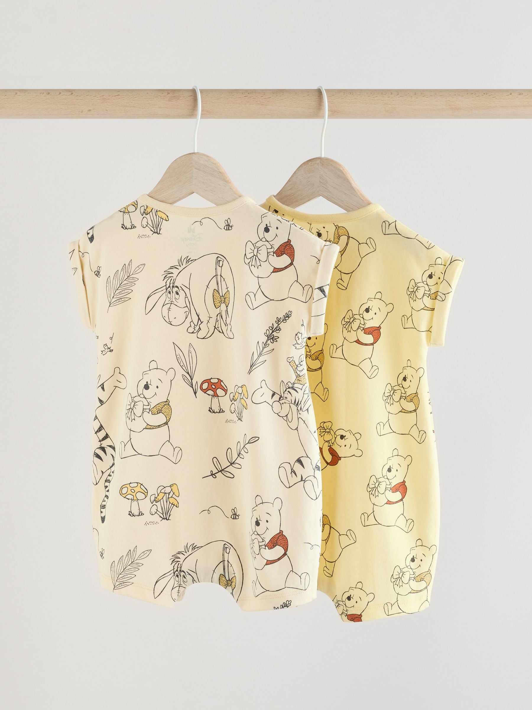 Yellow/White 2 Pack Printed Winnie The Pooh Baby Rompers image 4