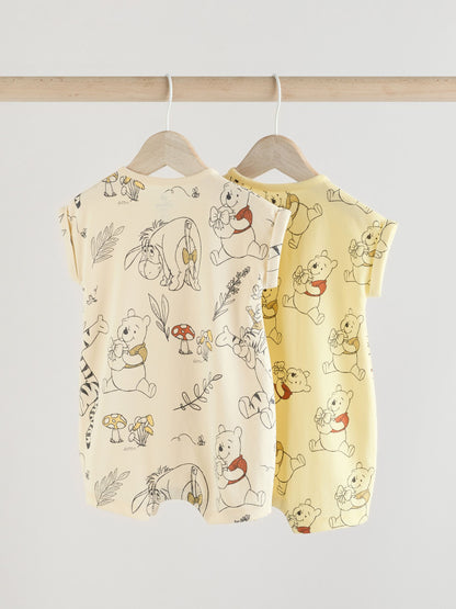 Yellow/White 2 Pack Printed Winnie The Pooh Baby Rompers image 4