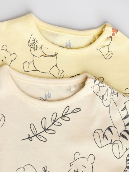 Yellow/White 2 Pack Printed Winnie The Pooh Baby Rompers image 7