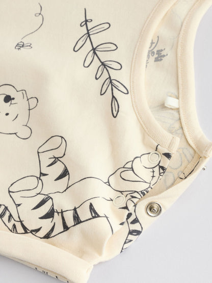 Yellow/White 2 Pack Printed Winnie The Pooh Baby Rompers image 8