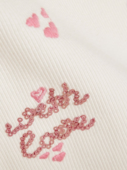 Dsiney Kidz - River Island White Sequin Embroidered Baby T-Shirt image 3