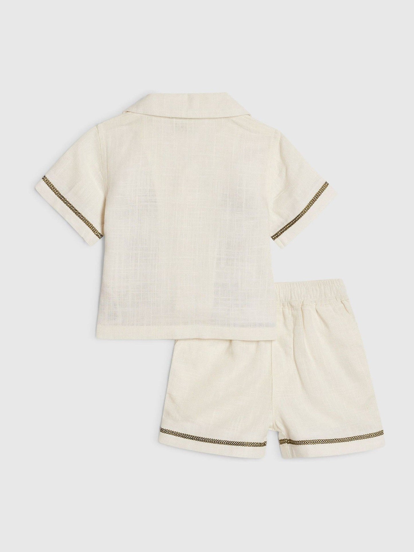River Island Cream Palm Resort Shirt & Short Set image 2