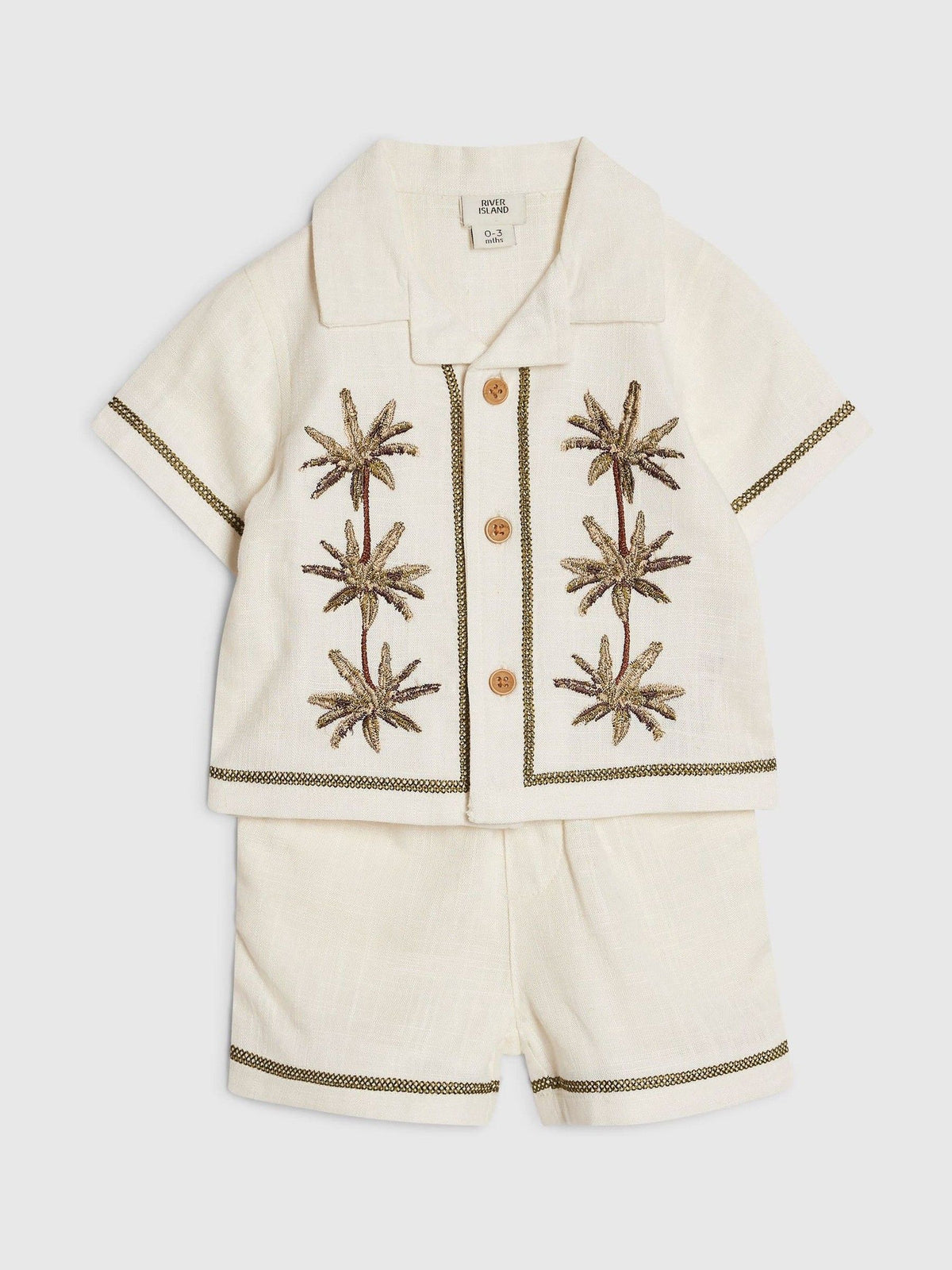 Dsiney Kidz - River Island Cream Palm Resort Shirt & Short Set image 3