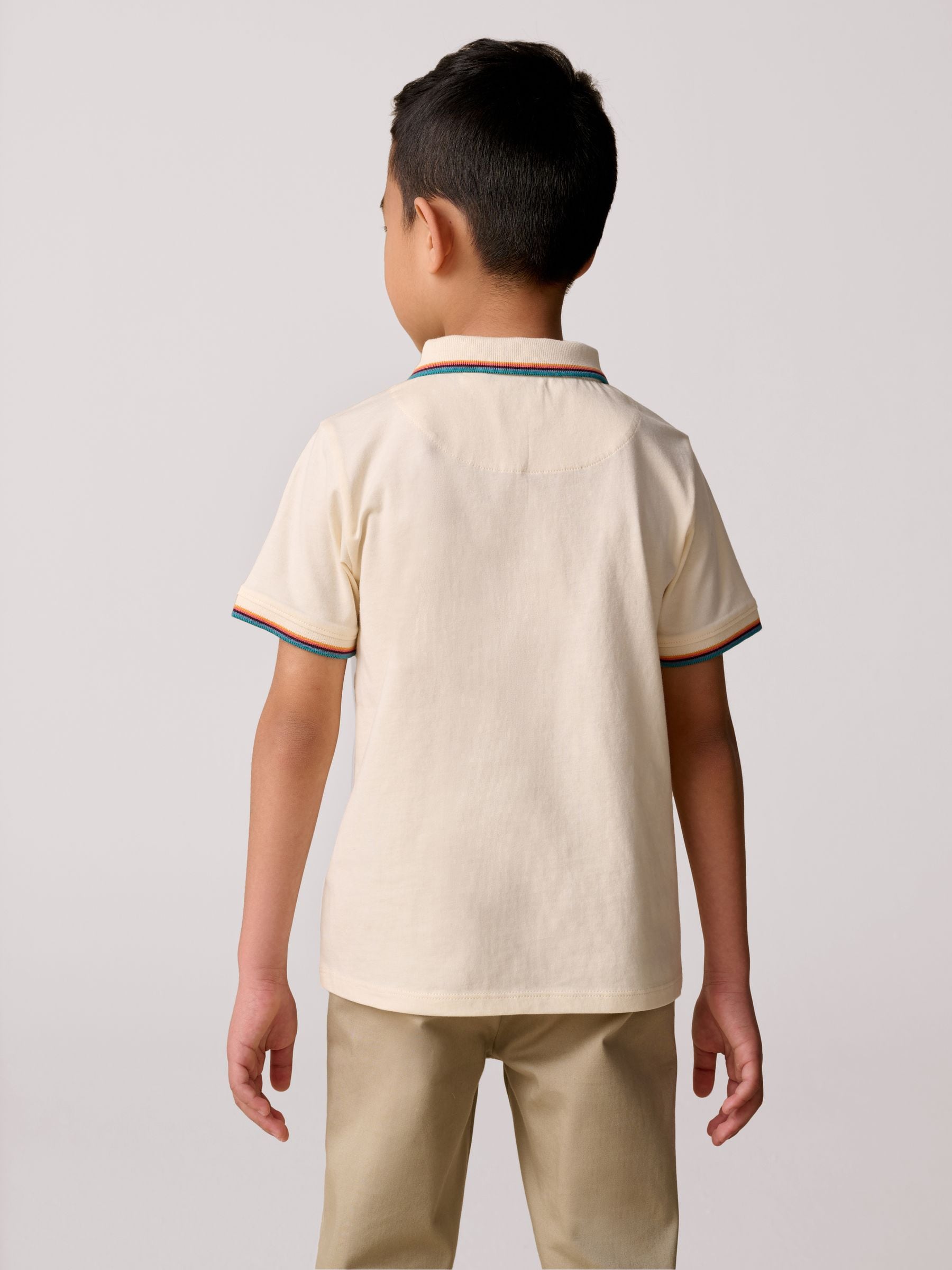 Dsiney Kidz - Paul Smith Junior White Short Sleeve Artist Quarter Zip Polo Shirt image 2