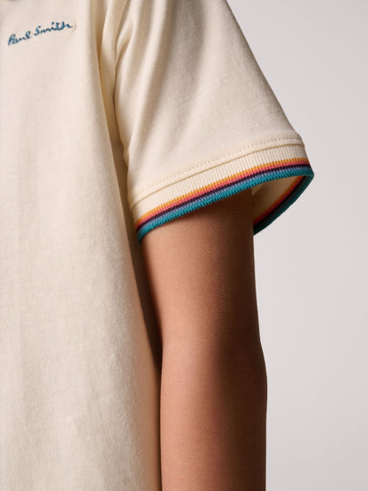 Dsiney Kidz - Paul Smith Junior White Short Sleeve Artist Quarter Zip Polo Shirt image 5