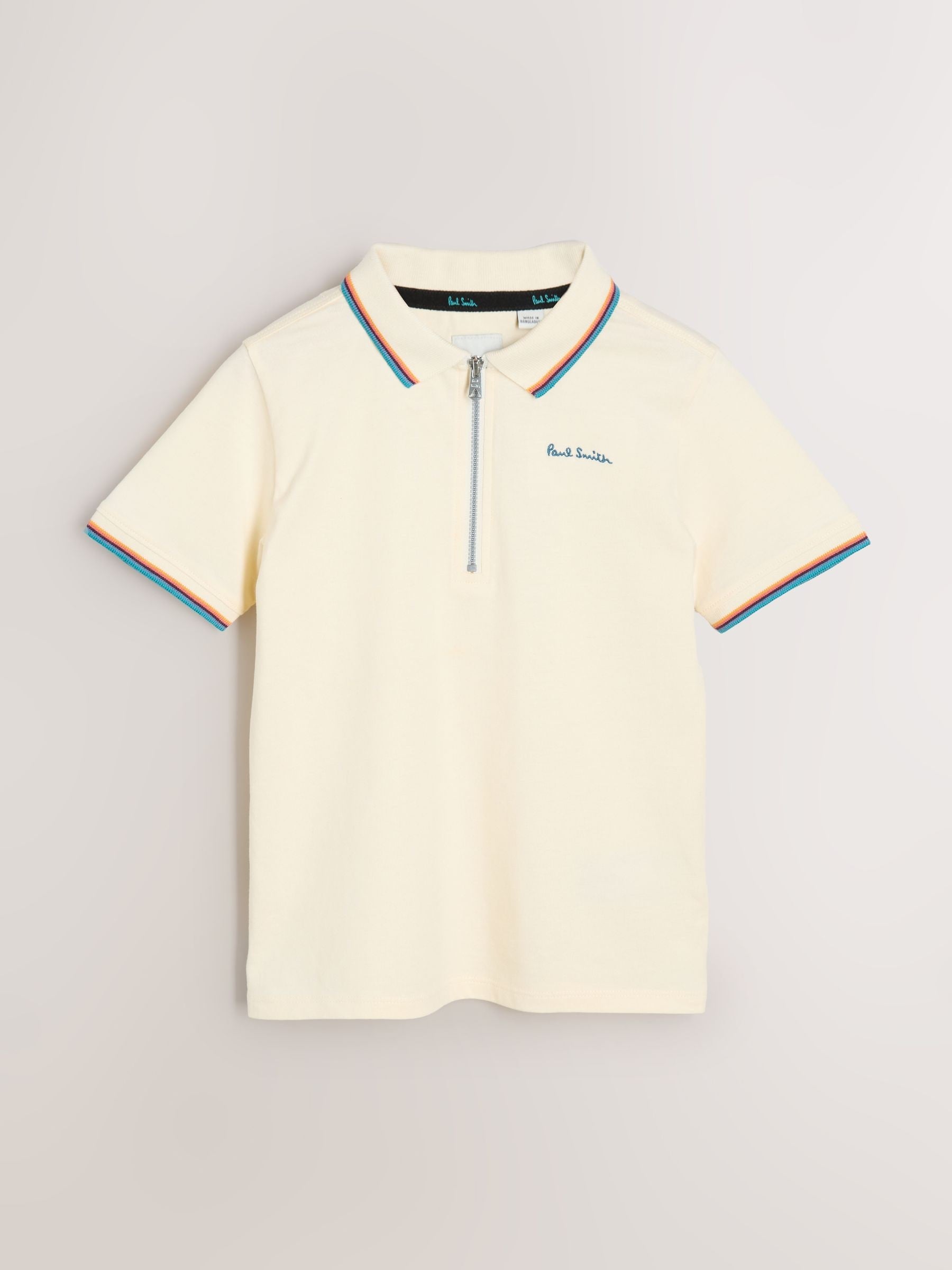 Dsiney Kidz - Paul Smith Junior White Short Sleeve Artist Quarter Zip Polo Shirt image 6