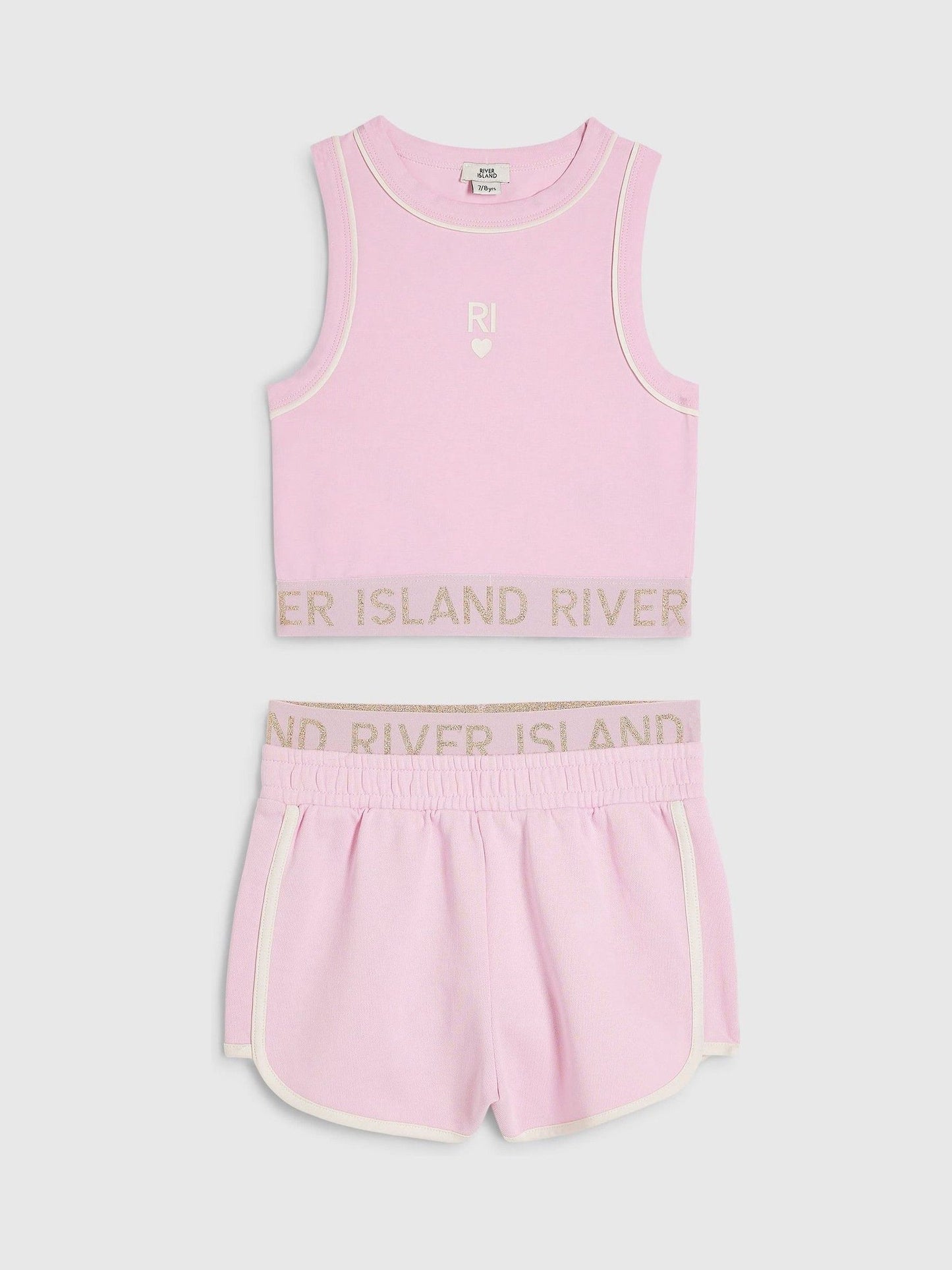 Dsiney Kidz - River Island Pink Logo Waistband Tank & Short Set image 1