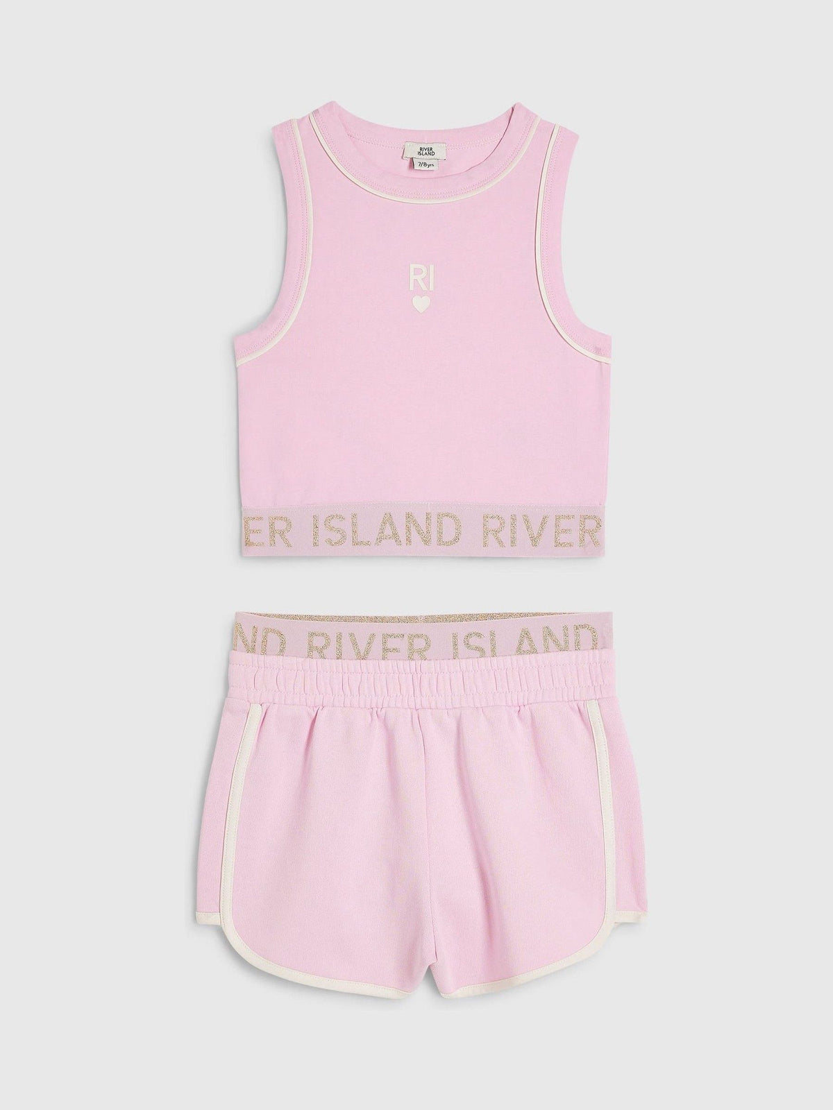Dsiney Kidz - River Island Pink Logo Waistband Tank & Short Set image 1