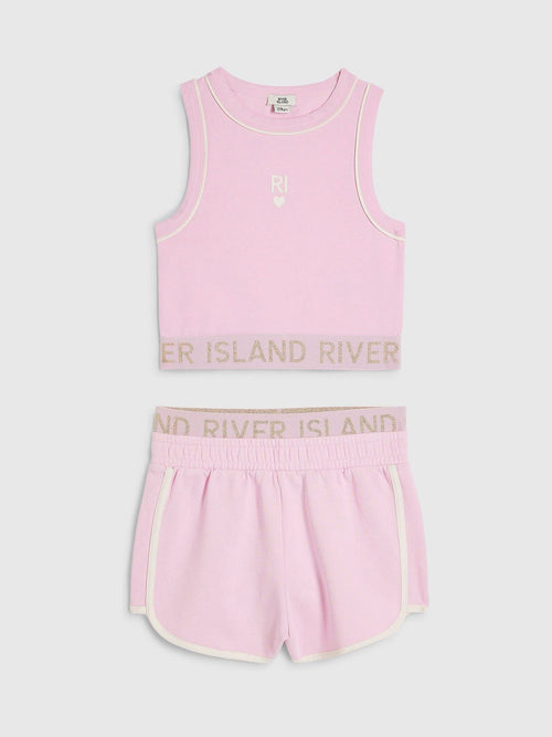 Dsiney Kidz - River Island Pink Logo Waistband Tank & Short Set image 1