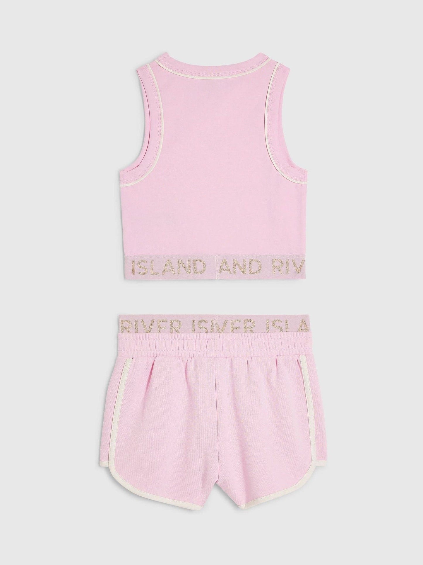 Dsiney Kidz - River Island Pink Logo Waistband Tank & Short Set image 2