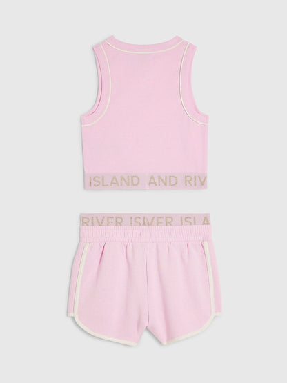 Dsiney Kidz - River Island Pink Logo Waistband Tank & Short Set image 2
