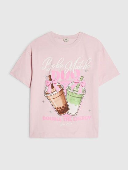 Dsiney Kidz - River Island Pink Boba Matcha T-Shirt image 1