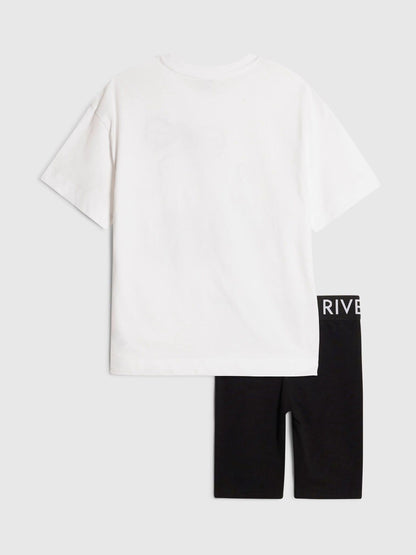 Dsiney Kidz - River Island White Cherry T-Shirt & Cycle Short Set image 3