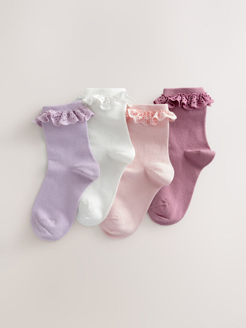 Multi 4 Pack Cotton Rich Ruffle Frill Ankle Socks image 1