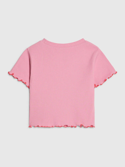 Dsiney Kidz - River Island Pink Hotfix Flower Lettuce T-Shirt image 2
