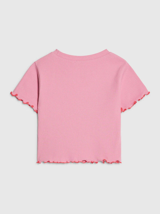 Dsiney Kidz - River Island Pink Hotfix Flower Lettuce T-Shirt image 2
