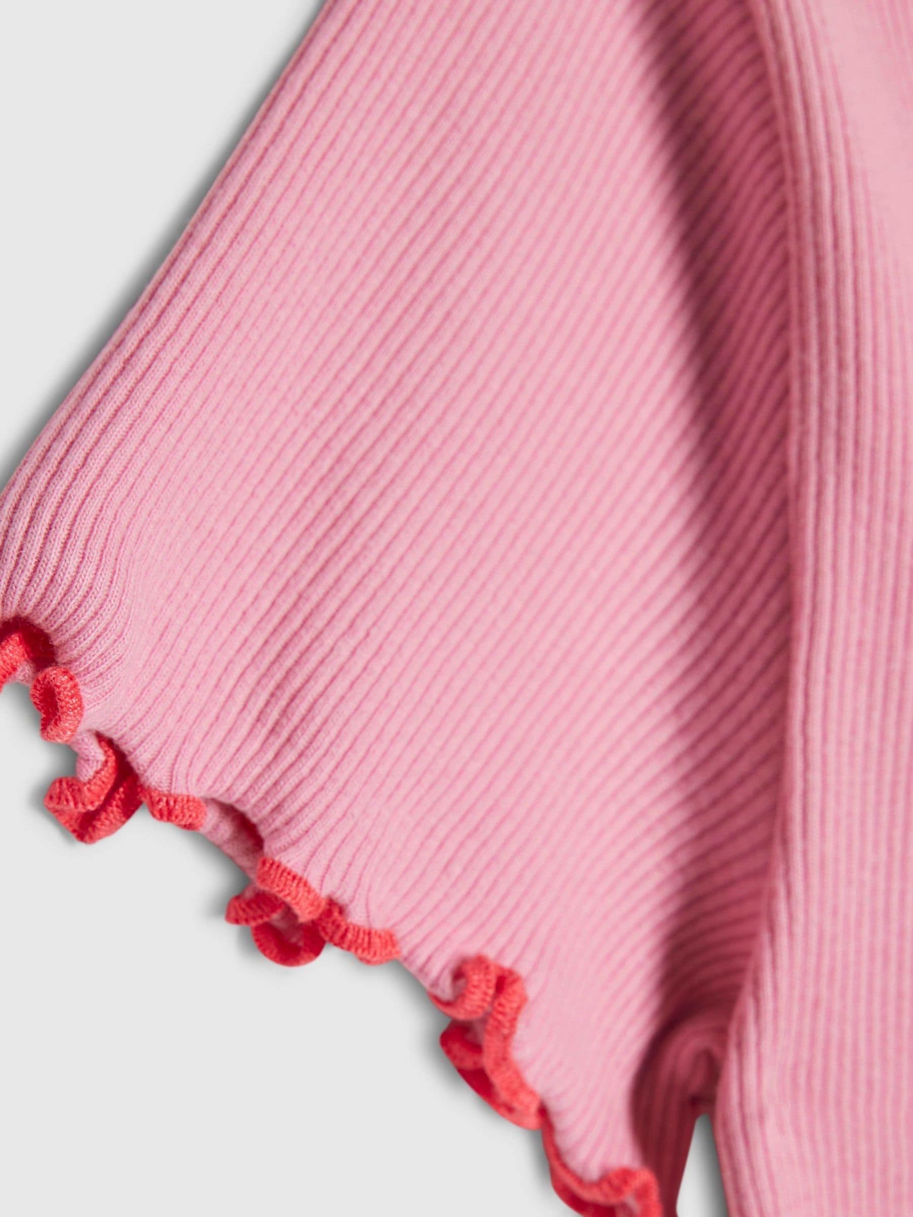 Dsiney Kidz - River Island Pink Hotfix Flower Lettuce T-Shirt image 4