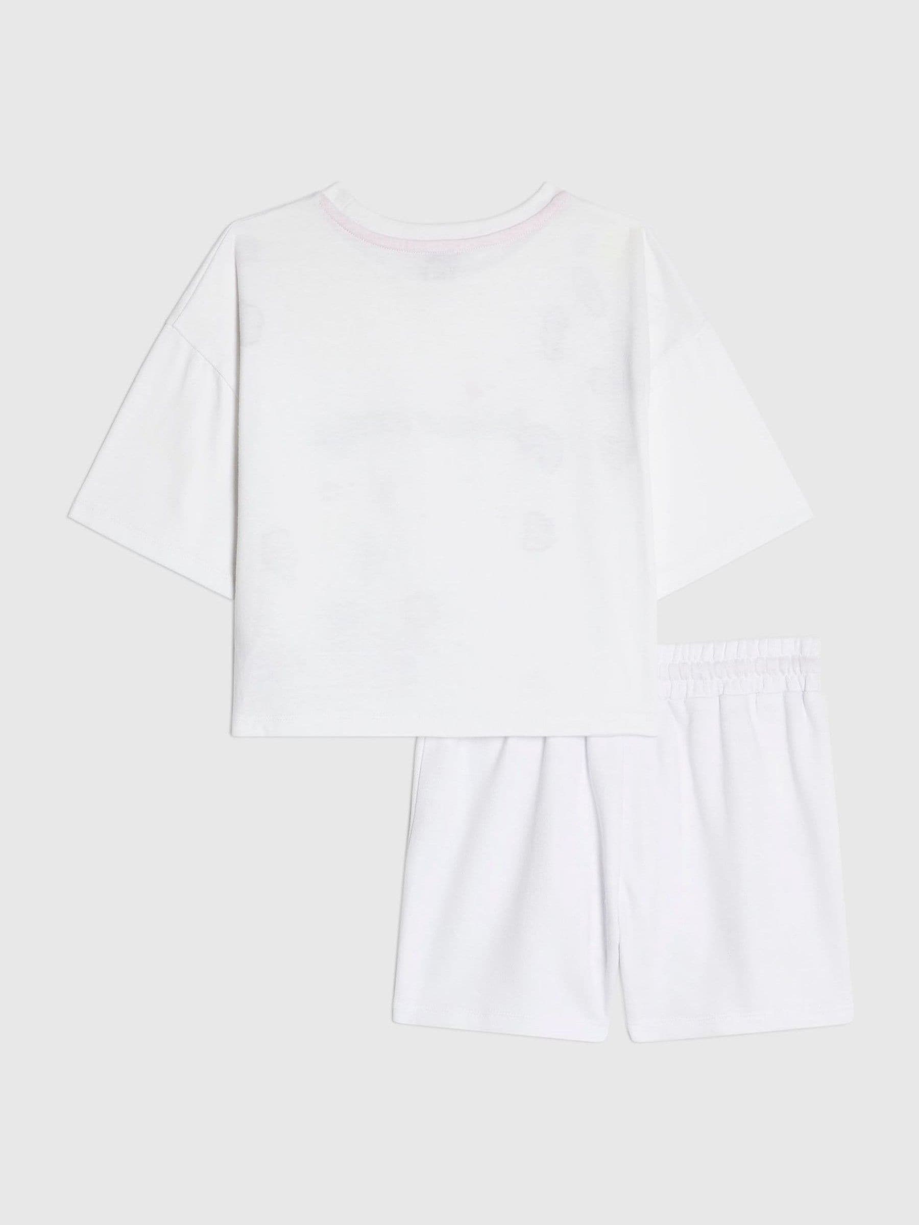 Dsiney Kidz - River Island White Island Girl Sticker T-Shirt & Short Set image 2