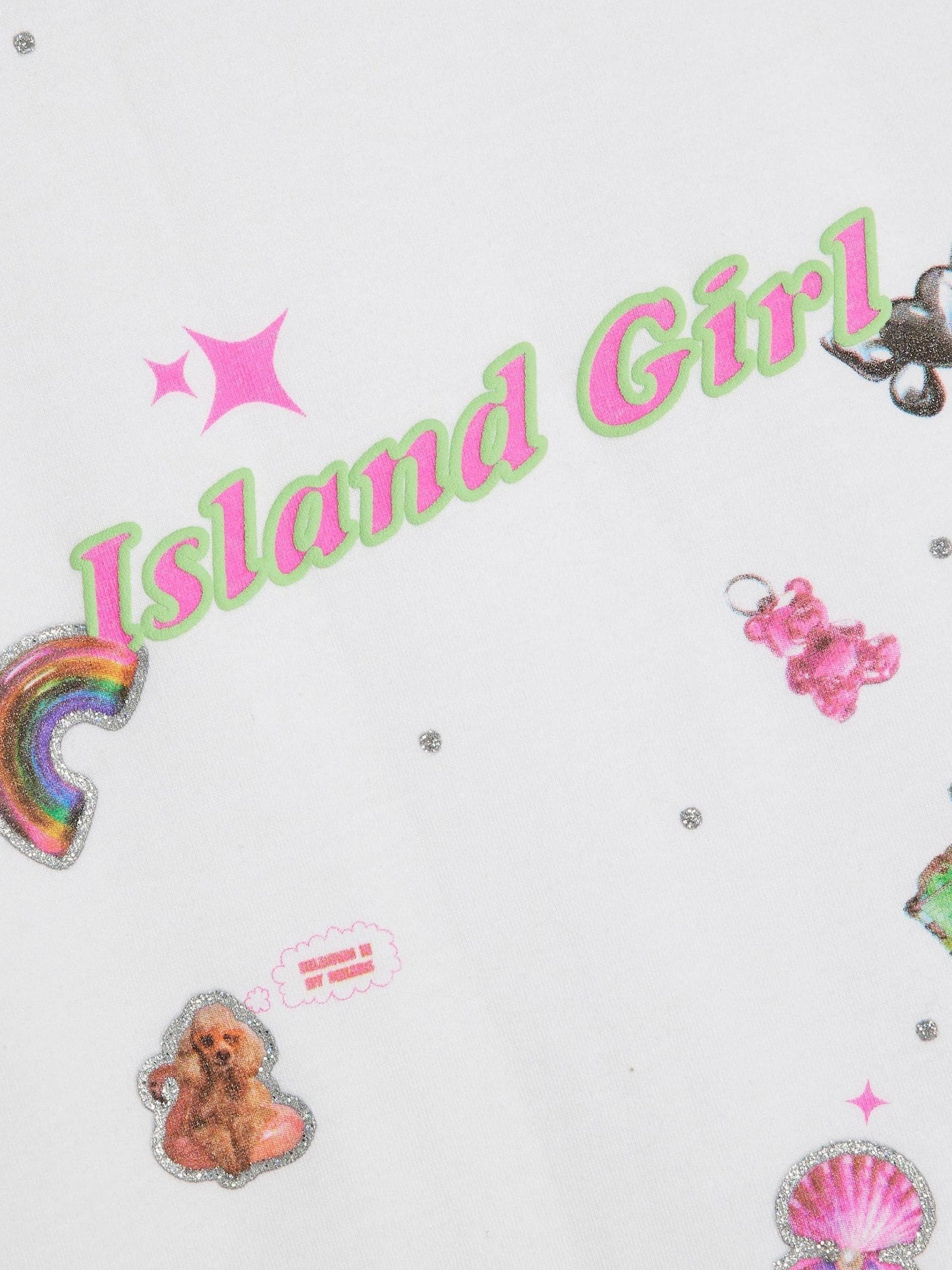 Dsiney Kidz - River Island White Island Girl Sticker T-Shirt & Short Set image 3