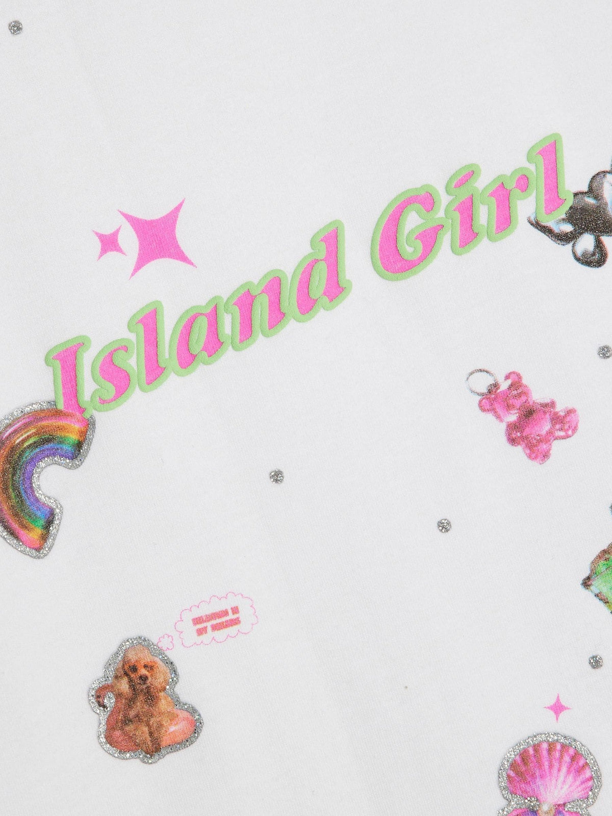 Dsiney Kidz - River Island White Island Girl Sticker T-Shirt & Short Set image 3
