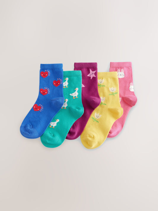 Multi 5 Pack Cotton Rich Character Ankle Socks image 1