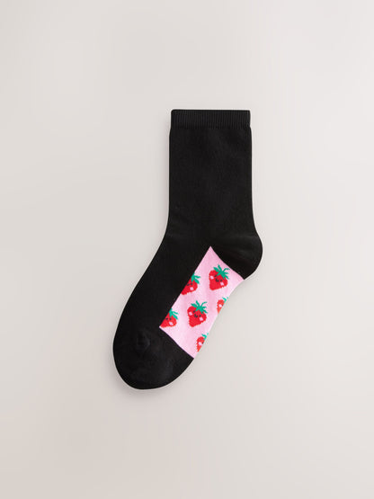 Black Cherry 5 Pack Cotton Rich Footbed Ankle School Socks image 3