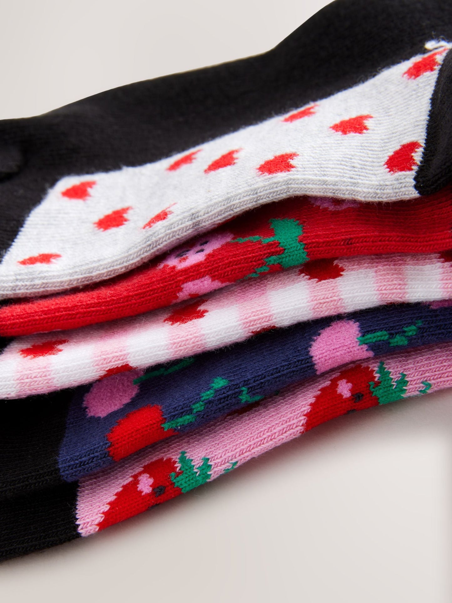 Black Cherry 5 Pack Cotton Rich Footbed Ankle School Socks image 4