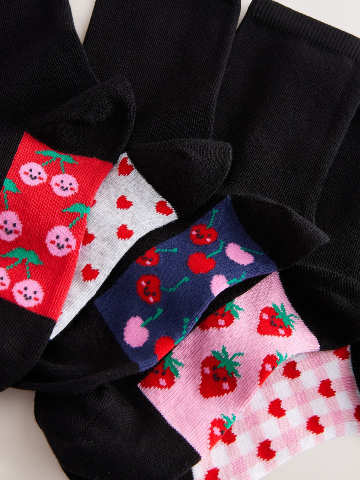 Black Cherry 5 Pack Cotton Rich Footbed Ankle School Socks image 4