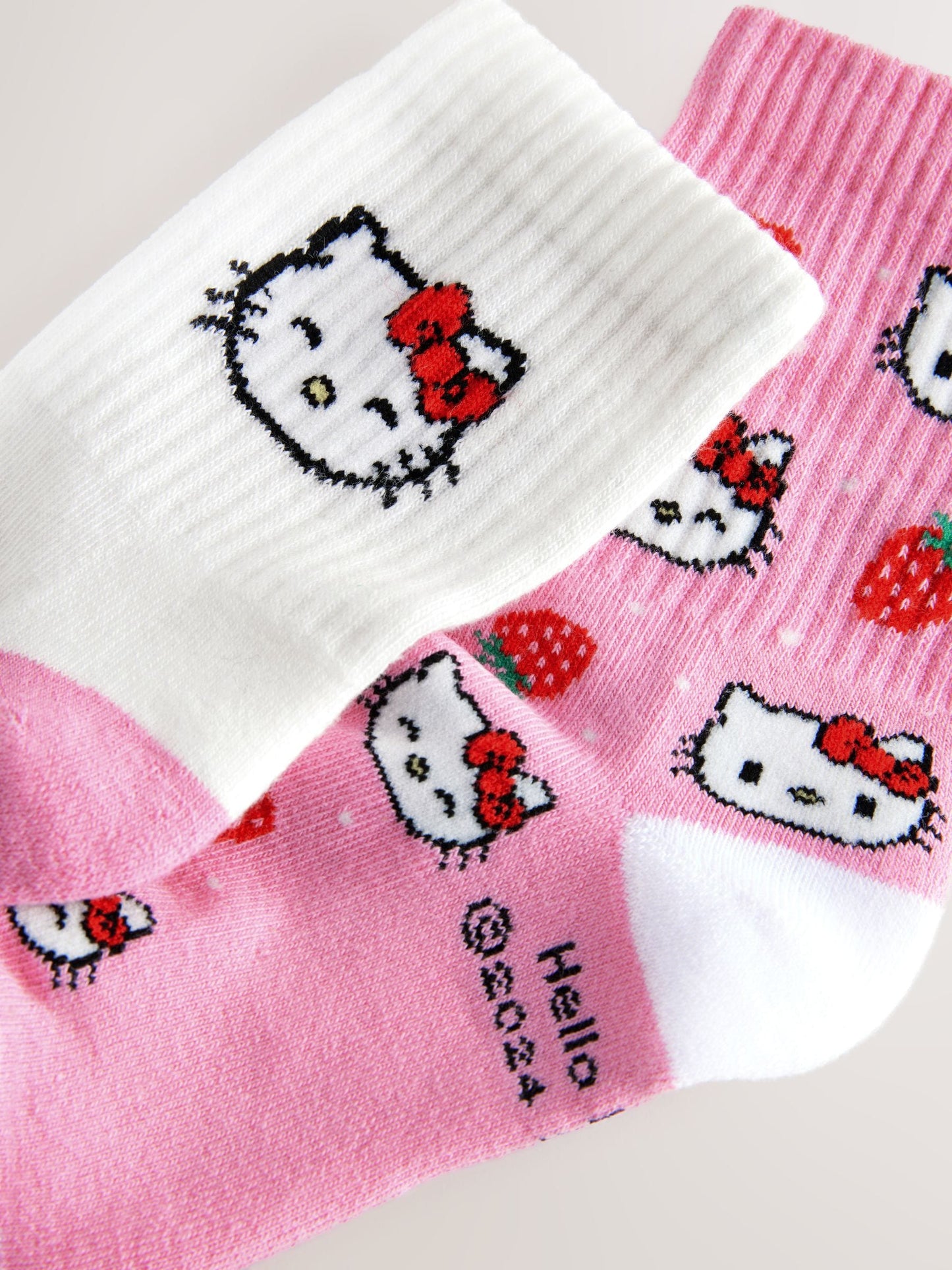 Pink Hello Kitty 2 Pack Cotton Rich Ankle Socks image 2