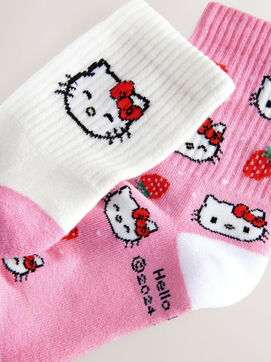 Pink Hello Kitty 2 Pack Cotton Rich Ankle Socks image 2