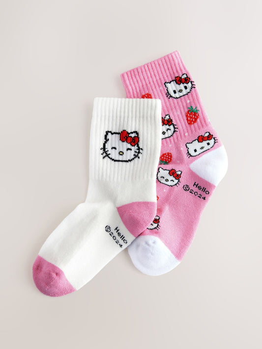 Pink Hello Kitty 2 Pack Cotton Rich Ankle Socks image 1