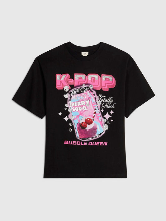 Dsiney Kidz - River Island Black K Pop Soda Queen Short Sleeve T-Shirt image 1