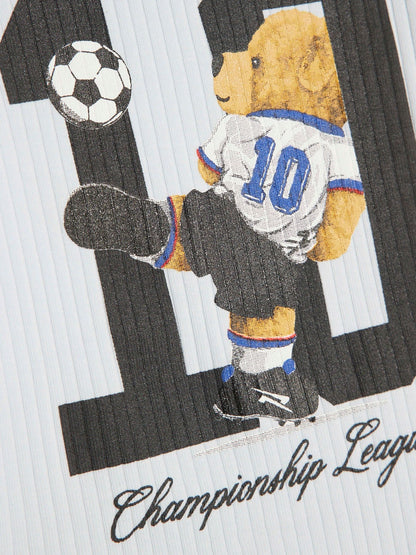 River Island Blue World Cup Bear Babygrow & Legging Set image 3