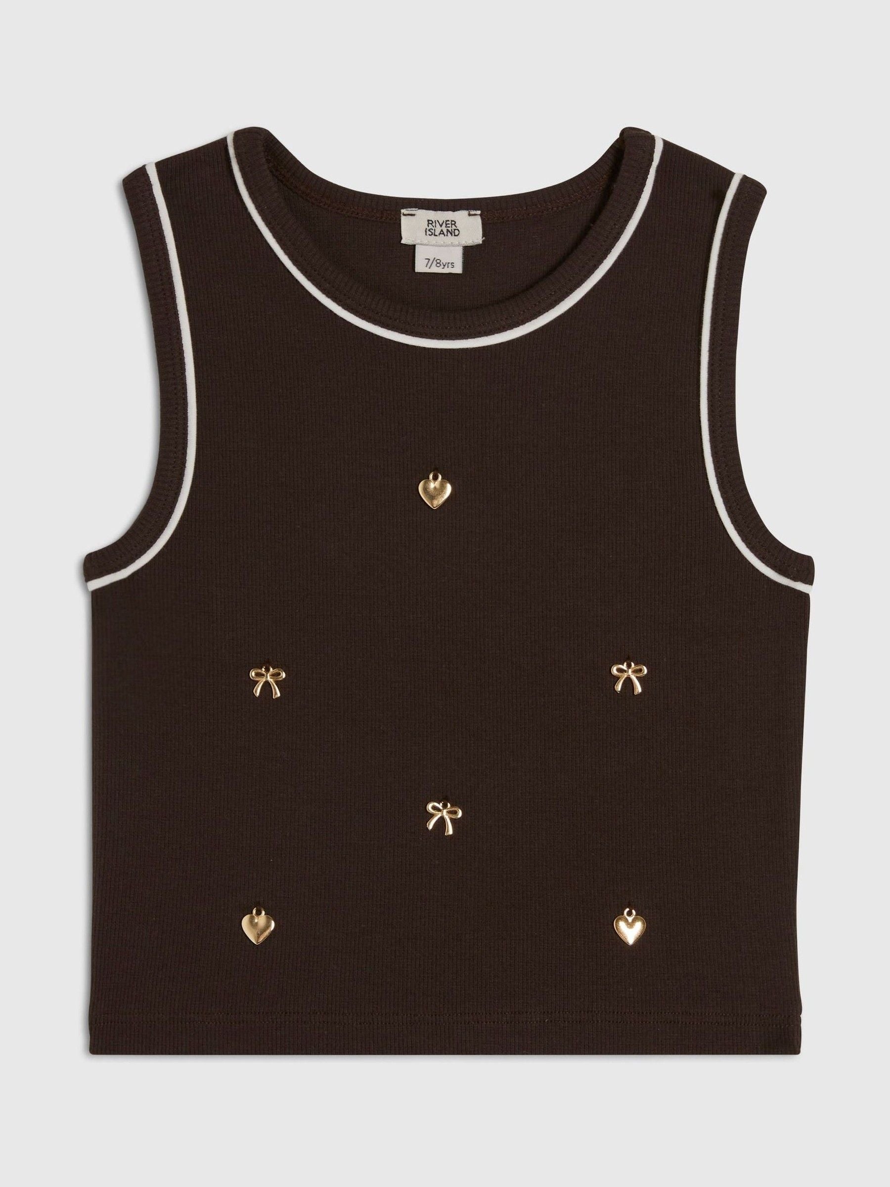 Dsiney Kidz - River Island Brown Ribbed Charm Tank image 1