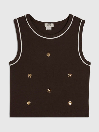 Dsiney Kidz - River Island Brown Ribbed Charm Tank image 1