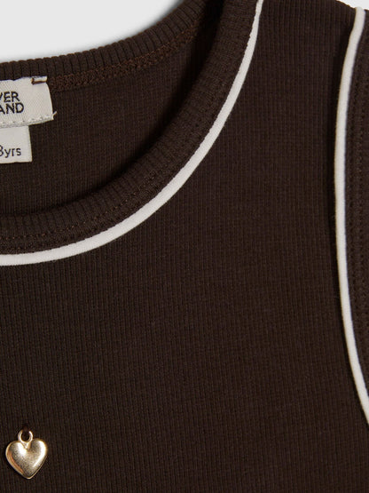 Dsiney Kidz - River Island Brown Ribbed Charm Tank image 3