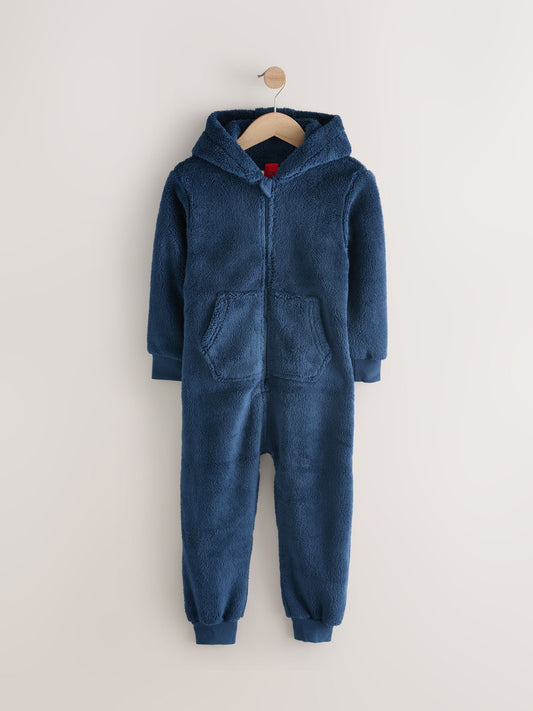 Navy All-In-One Fleece Pyjamas (3-16yrs) - image 1