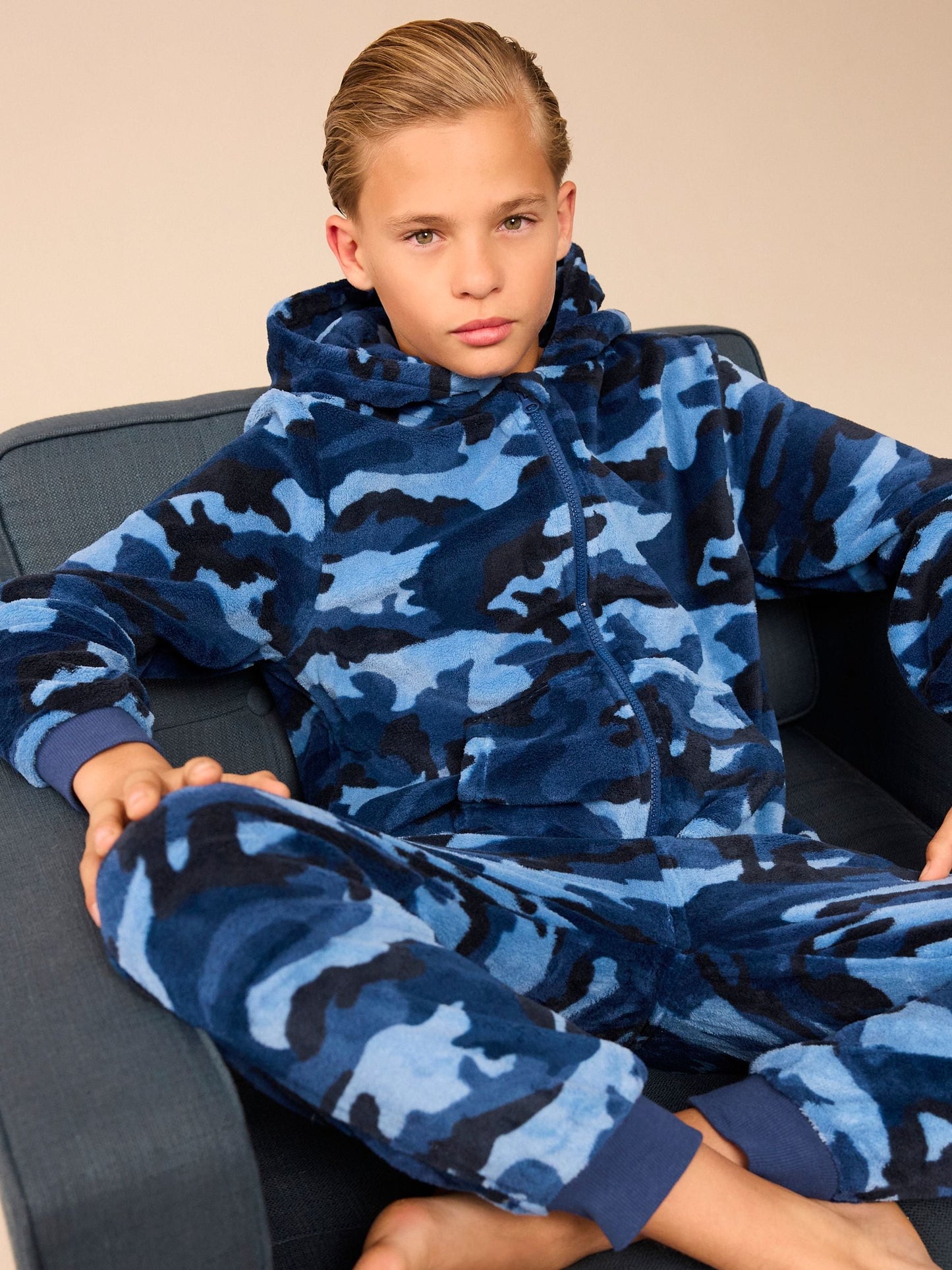 Blue All-In-One Fleece Pyjamas (3-16yrs)