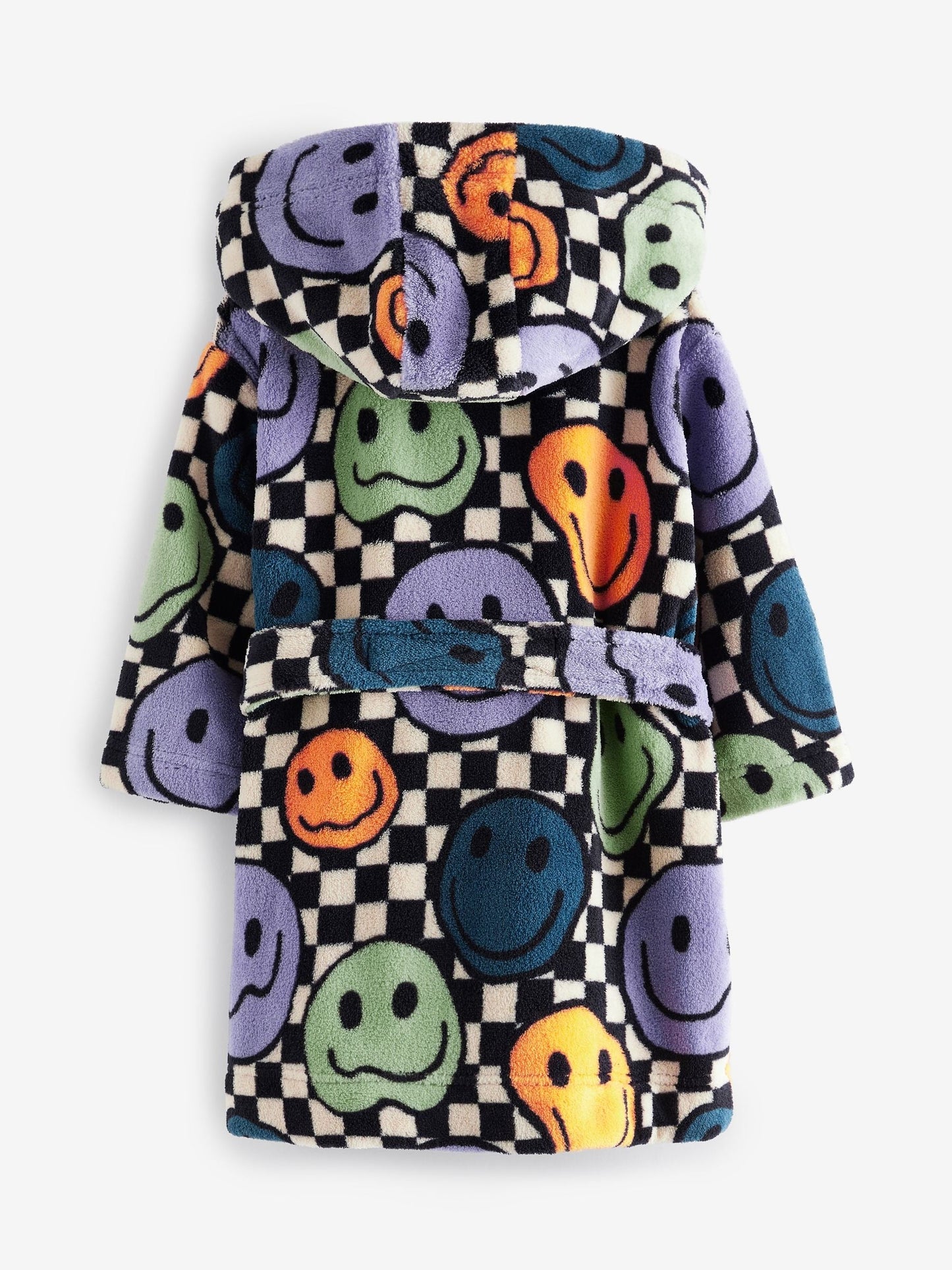 Multi Checkerboard Happy Face Fleece Robe (9mths-10yrs)