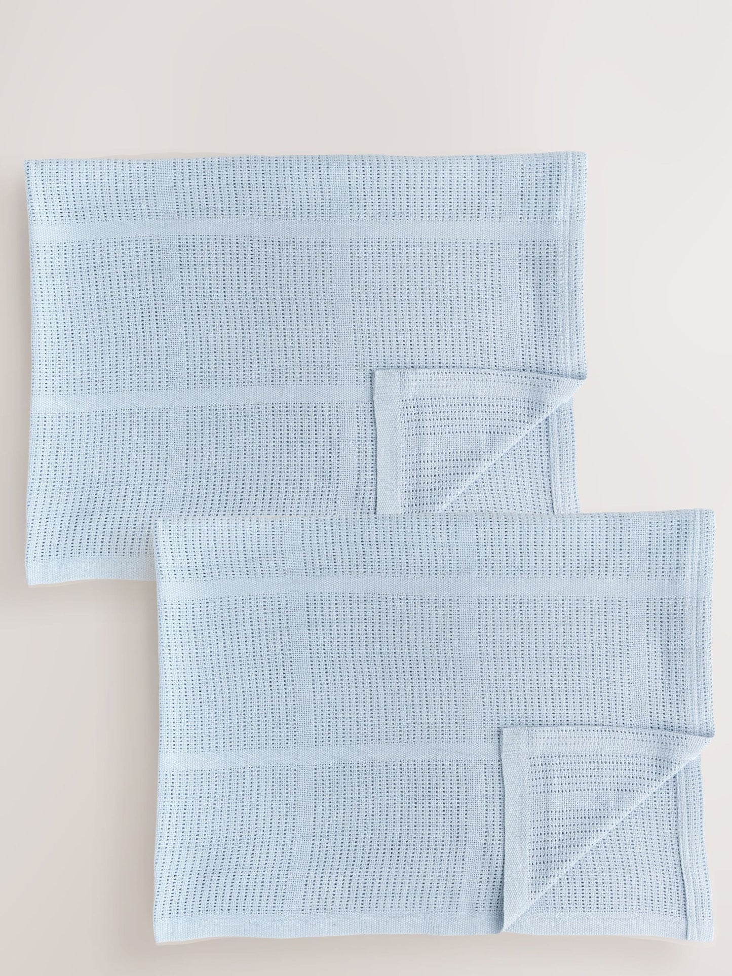 2 Pack Blue Cotton Baby Cellular Blankets image 1